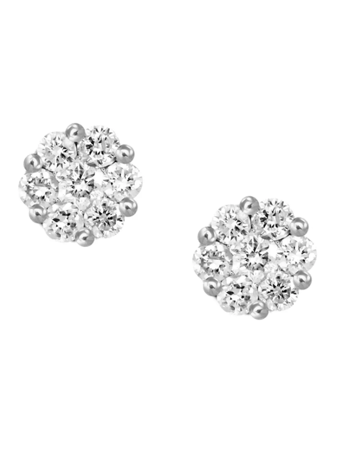 Aros Rosetas Medianas Diamantes en Oro Blanco 18K 1