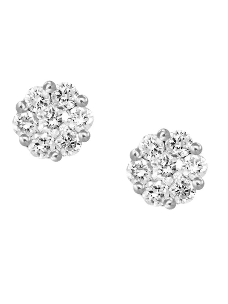 Aros Rosetas Medianas Diamantes en Oro Blanco 18K 1