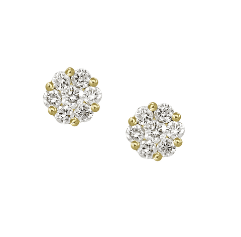 Aros Rosetas Medianas Diamantes en Oro Amarillo 18K