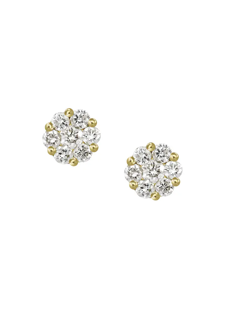 Aros Rosetas Medianas Diamantes en Oro Amarillo 18K 1