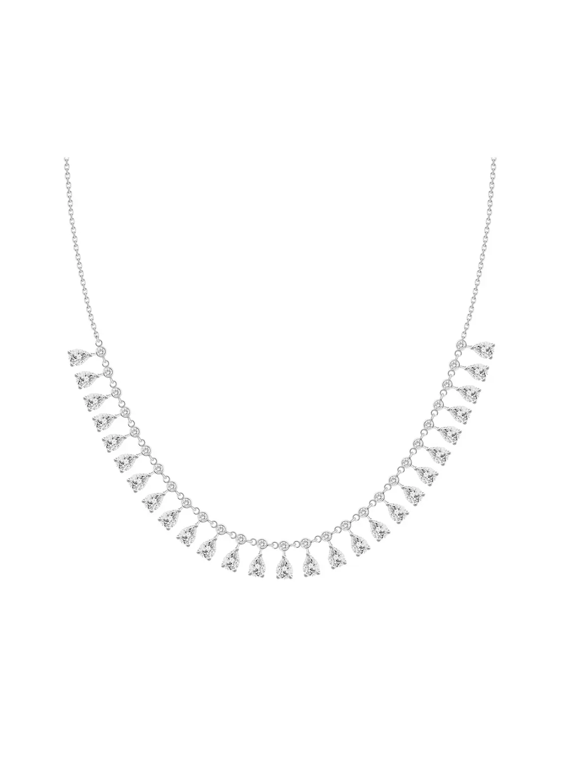 Exclusivo Gran Collar Diamantes Pera Oro Blanco 18K 1