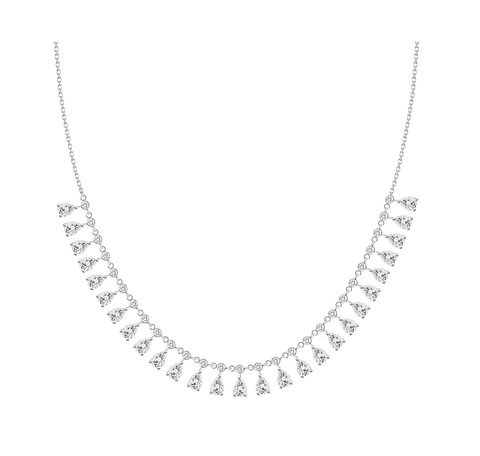 Exclusivo Gran Collar Diamantes Pera Oro Blanco 18K