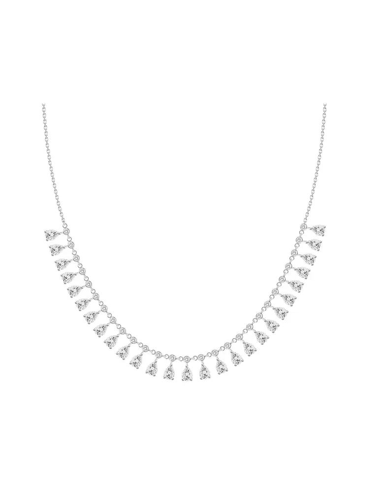 Exclusivo Gran Collar Diamantes Pera Oro Blanco 18K 1
