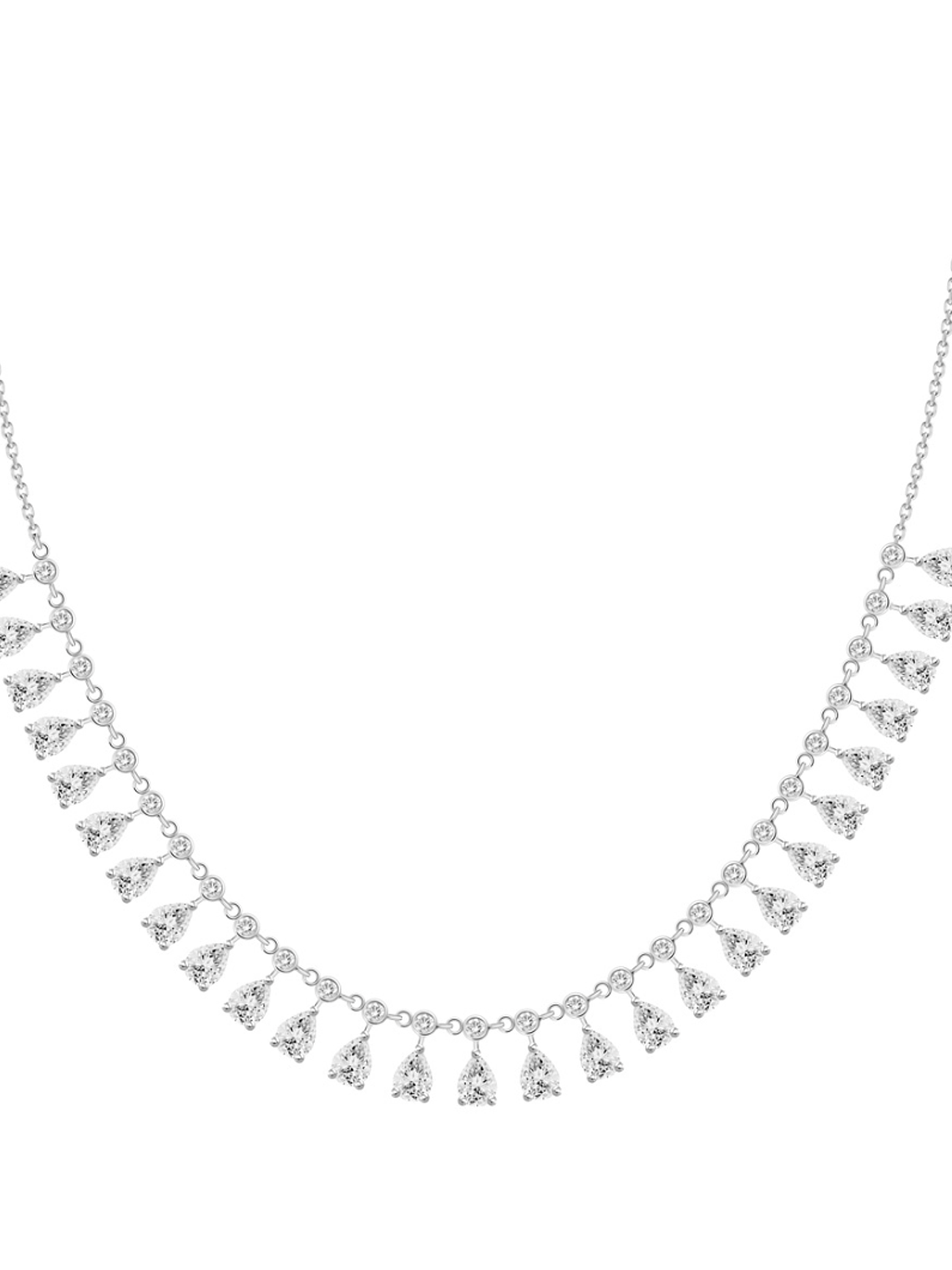 Exclusivo Gran Collar Diamantes Pera Oro Blanco 18K 1