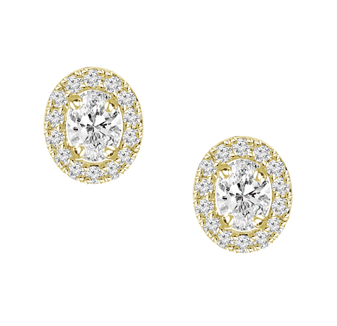 Aros Diamantes Ovalados en Oro Amarillo 18K