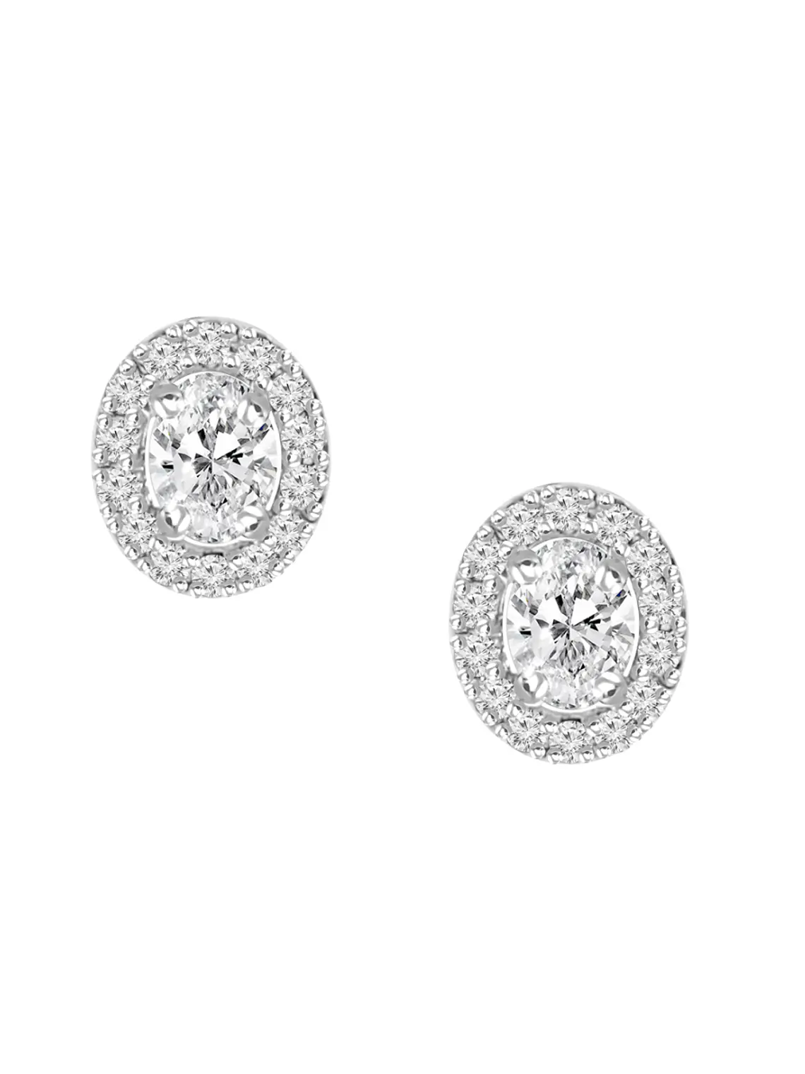 Aros Diamantes Ovalados en Oro Blanco 18K 1