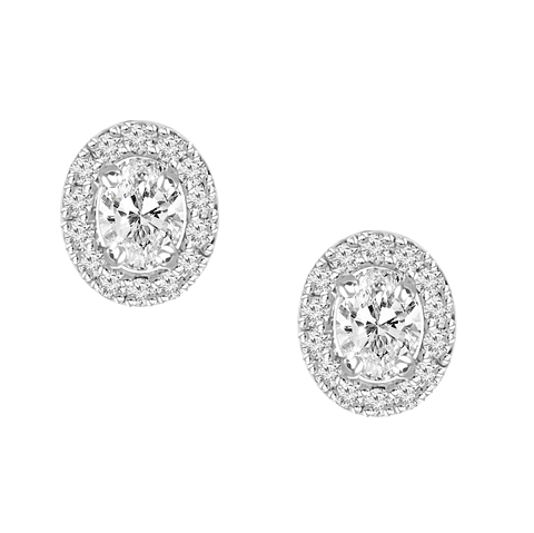 Aros Diamantes Ovalados en Oro Blanco 18K
