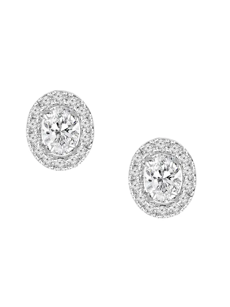 Aros Diamantes Ovalados en Oro Blanco 18K 1