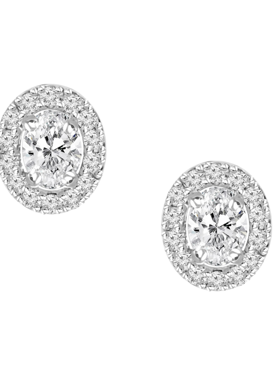 Aros Diamantes Ovalados en Oro Blanco 18K 1