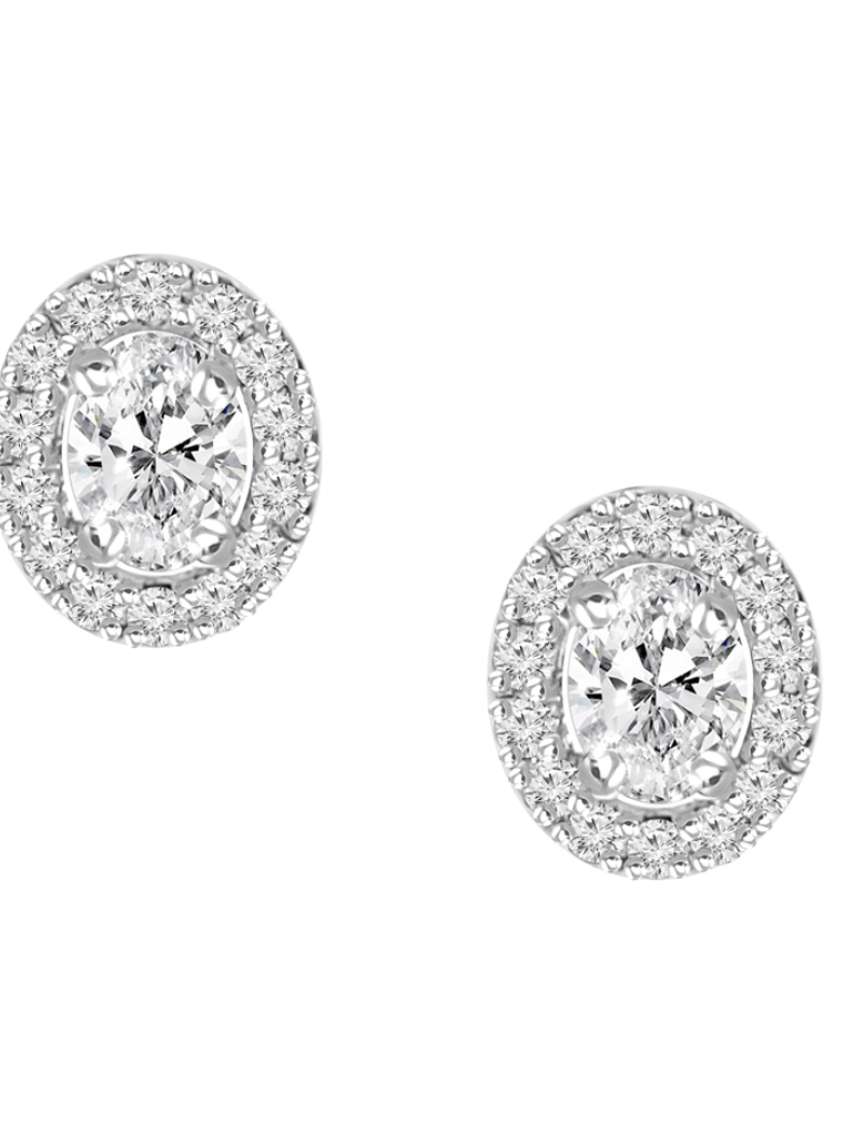 Aros Diamantes Ovalados en Oro Blanco 18K 1