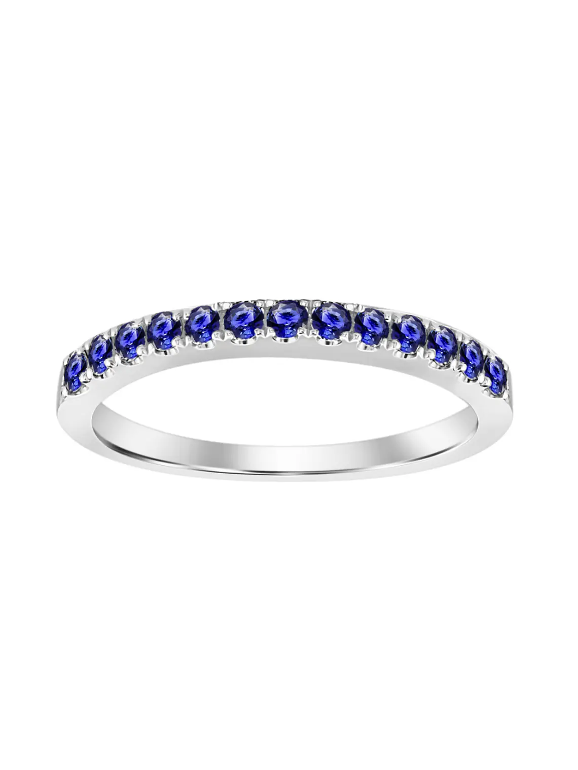 Anillo Cintillo Zafiros Azules en Oro Blanco 18K 1