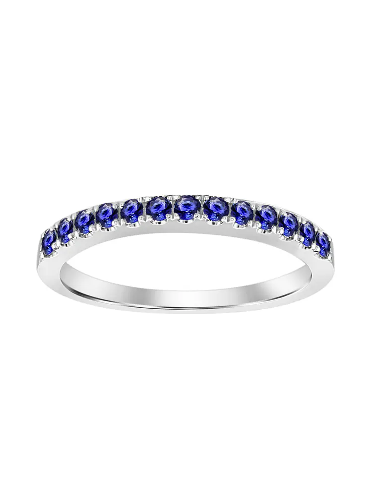 Anillo Cintillo Zafiros Azules en Oro Blanco 18K 1