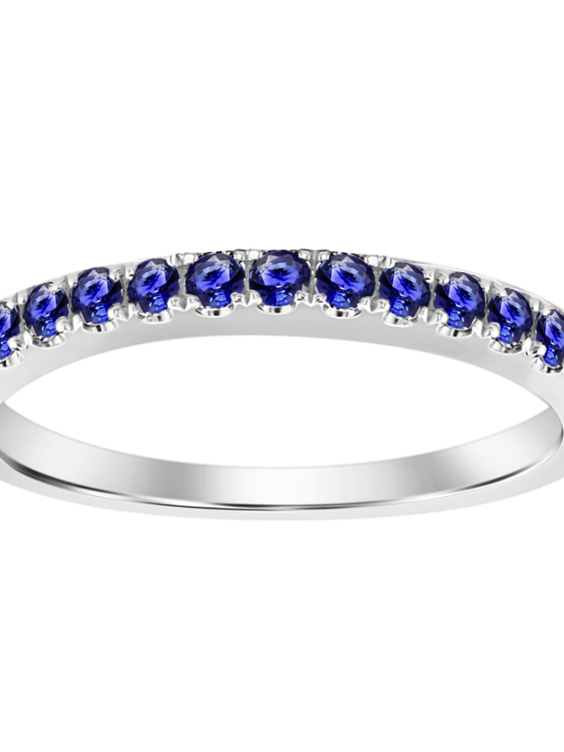 Anillo Cintillo Zafiros Azules en Oro Blanco 18K 1