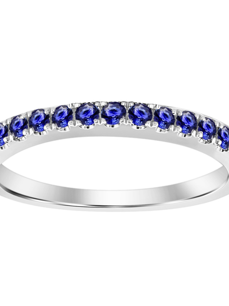 Anillo Cintillo Zafiros Azules en Oro Blanco 18K 1