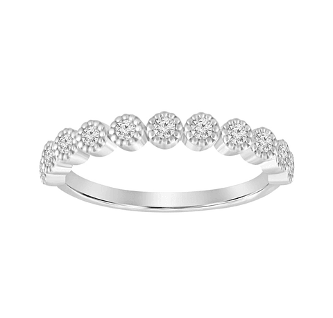 Anillo Medio Cintillo 11 Brillantes en Oro Blanco 18K