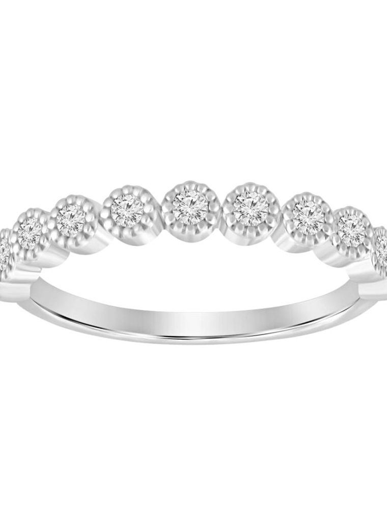 Anillo Medio Cintillo 11 Brillantes en Oro Blanco 18K 1