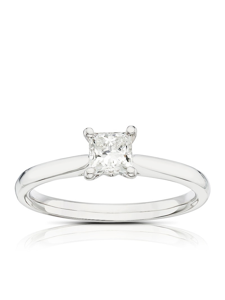 Anillo Solitario Diamante Princess 50 puntos en Platino Certificado GIA 4