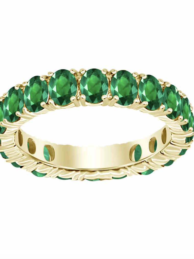 Maravilloso Anillo Sinfín, Eternity, Sin Fin Esmeralda en Oro Amarillo 18K 1