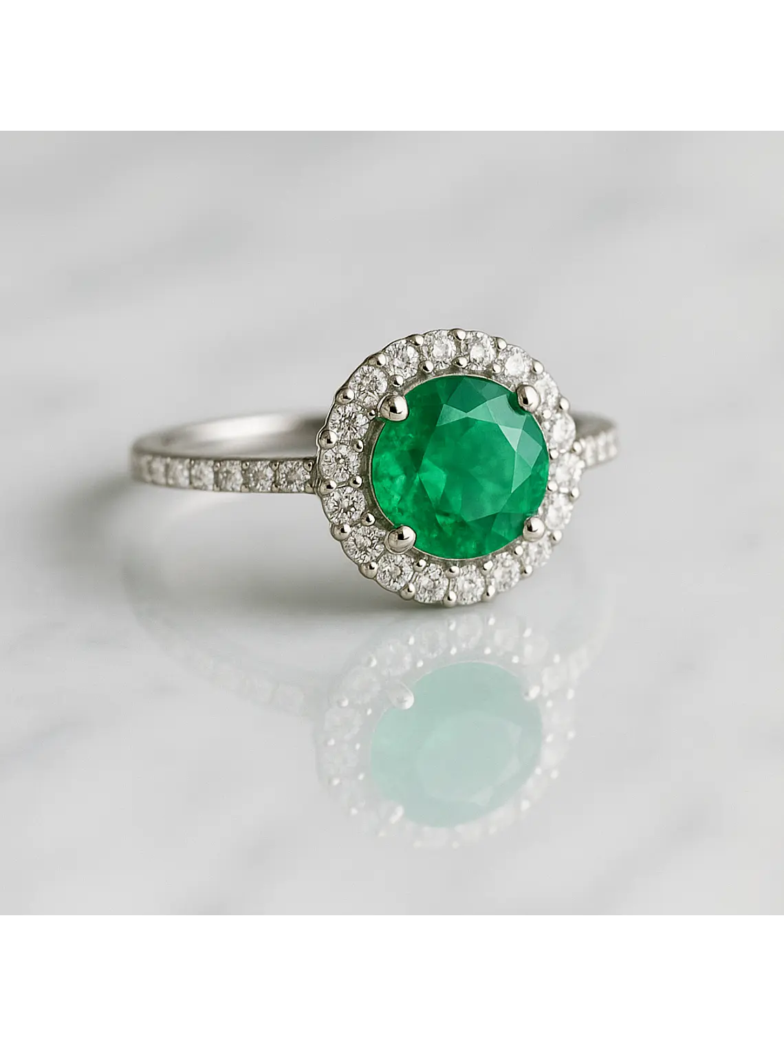 Anillo Gran Esmeralda 2.01 Ct Premium Diamantes en Platino 1