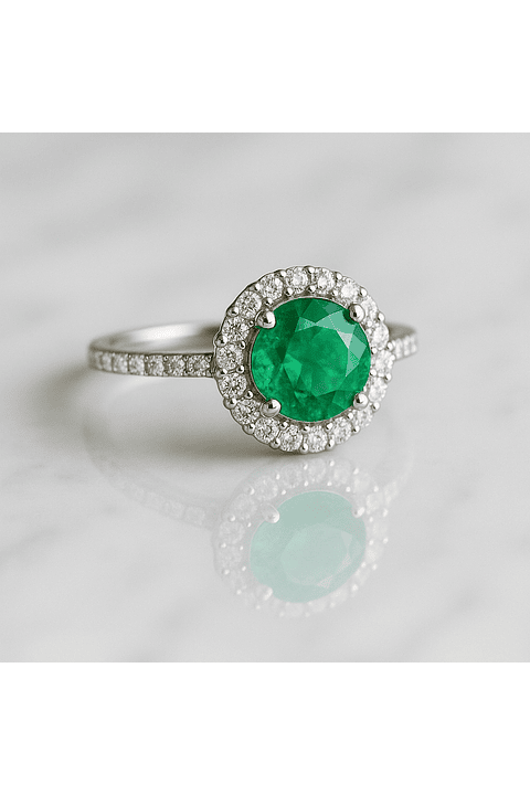 Anillo Gran Esmeralda 2.01 Ct Premium Diamantes en Platino