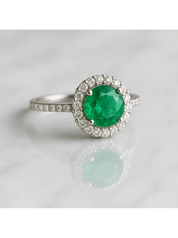 Anillo Gran Esmeralda 2.01 Ct Premium Diamantes en Platino 1