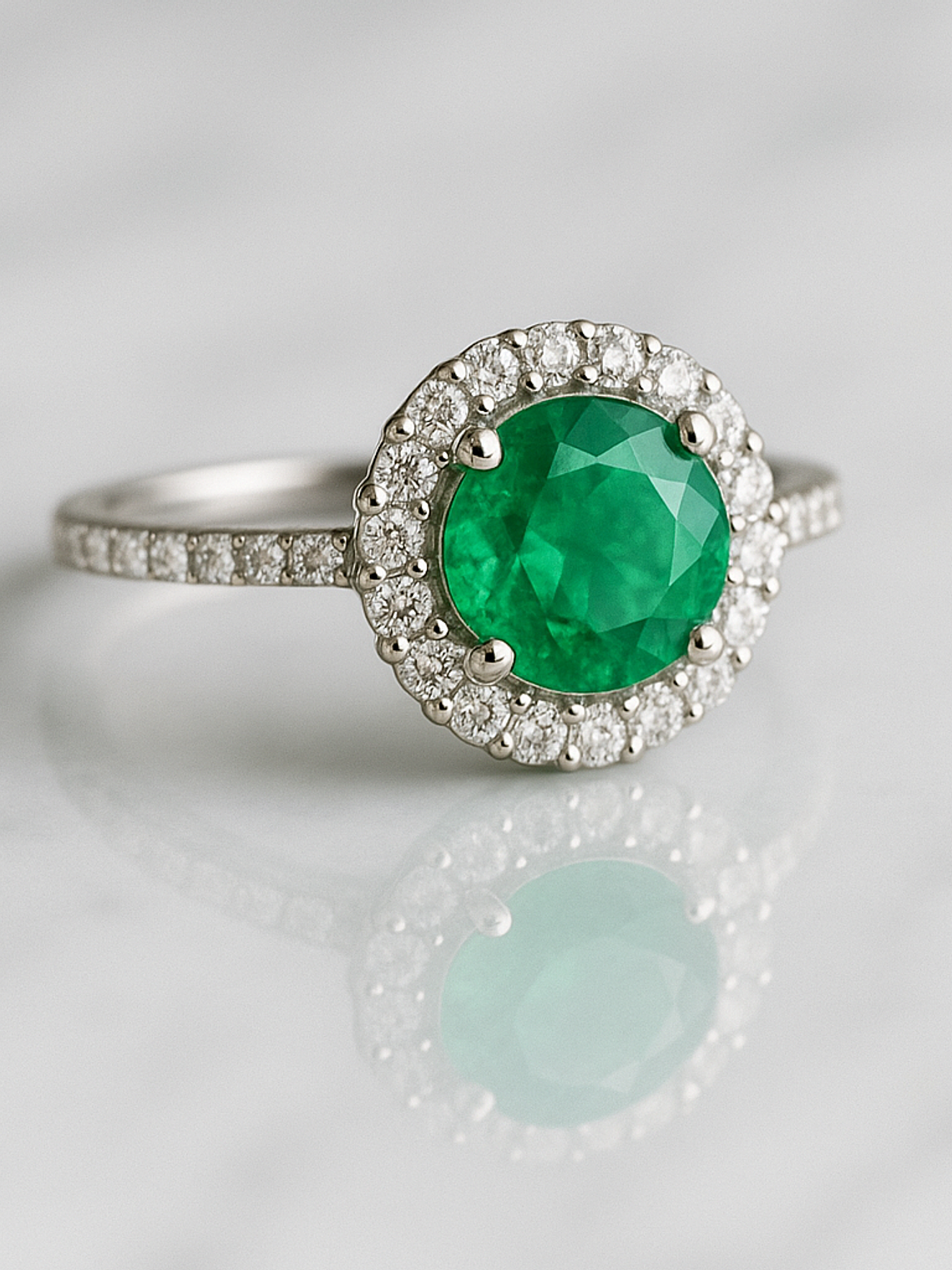 Anillo Gran Esmeralda 2.01 Ct Premium Diamantes en Platino 1