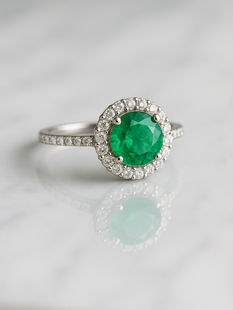 Anillo Gran Esmeralda 2.01 Ct Premium Diamantes en Platino 3