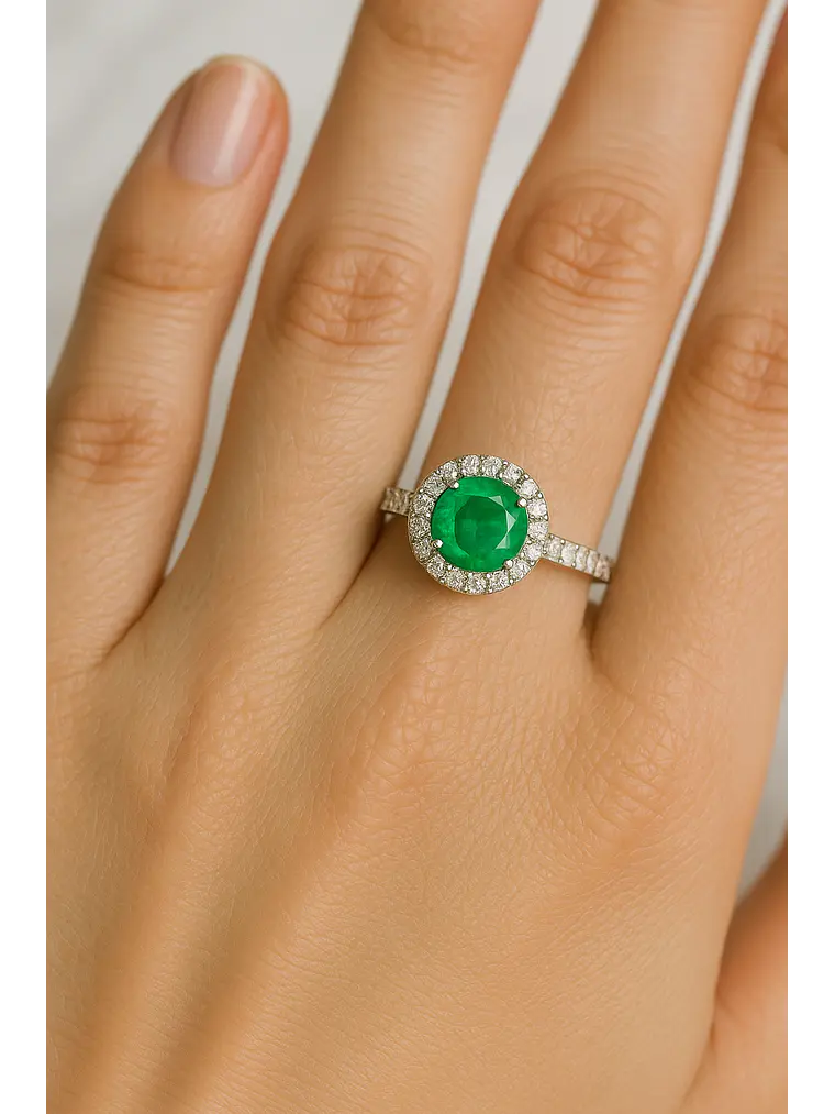 Anillo Gran Esmeralda 2.01 Ct Premium Diamantes en Platino 2