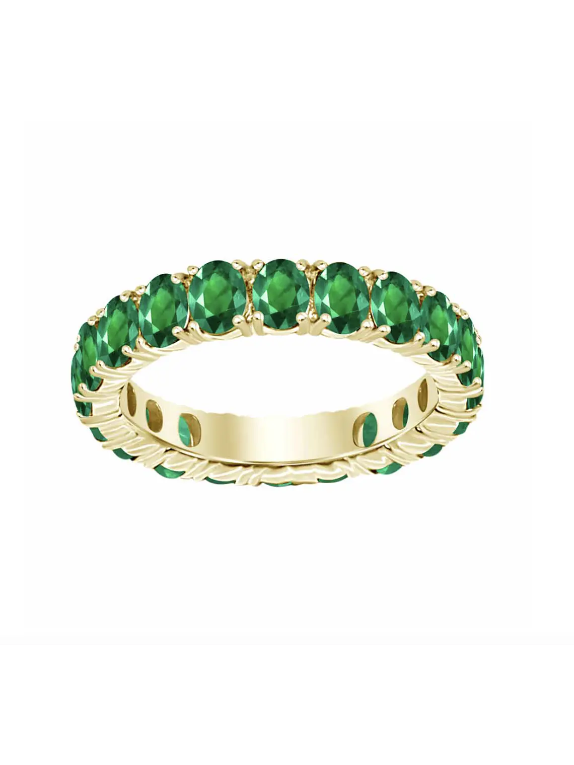 Maravilloso Anillo Sinfín, Eternity, Sin Fin Esmeralda en Oro Amarillo 18K 2