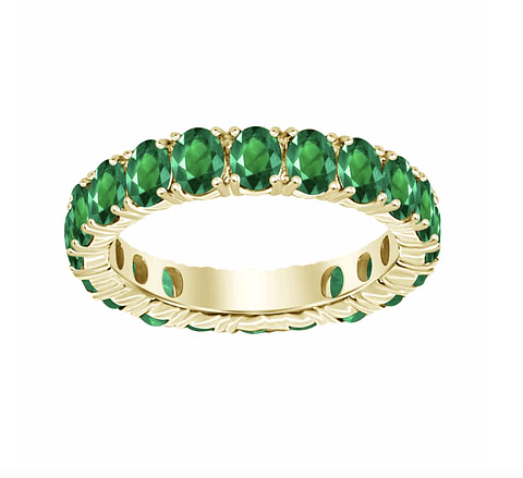 Maravilloso Anillo Sinfín, Eternity, Sin Fin Esmeralda en Oro Amarillo 18K