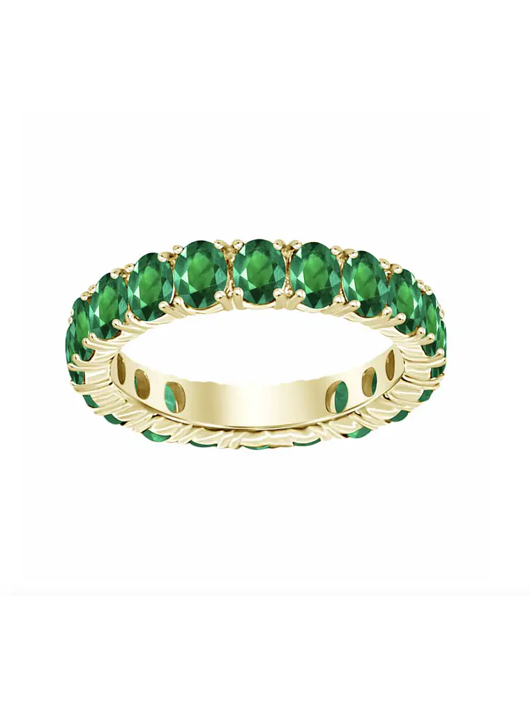 Maravilloso Anillo Sinfín, Eternity, Sin Fin Esmeralda en Oro Amarillo 18K 2