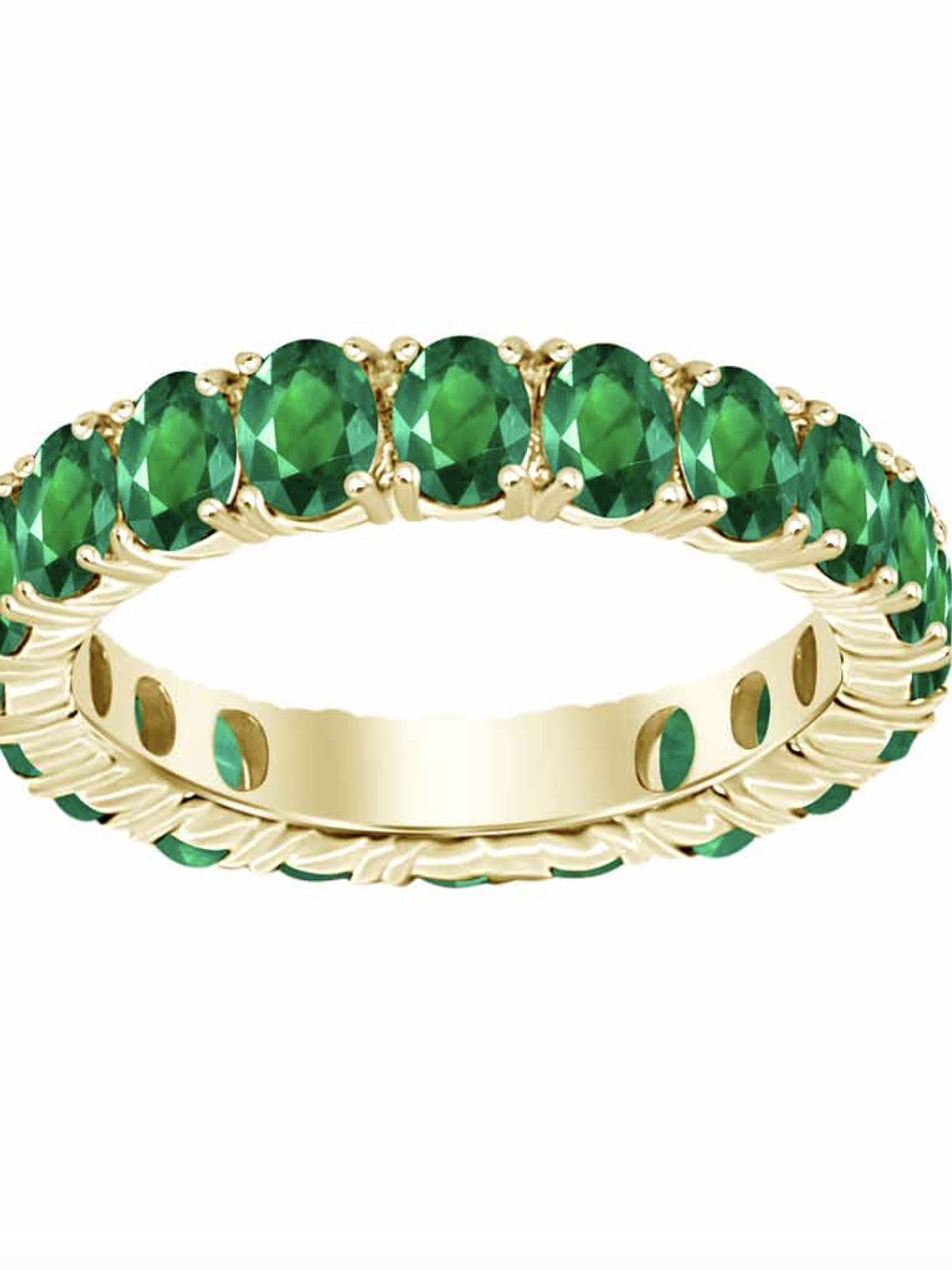 Maravilloso Anillo Sinfín, Eternity, Sin Fin Esmeralda en Oro Amarillo 18K 2