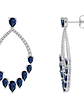 Aros Largos Grandes Zafiros Azules y Diamantes en Oro Blanco 18K - Miniatura 3