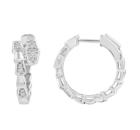 Aros Argollas Serpiemte Diamantes Viper Oro Blanco 18K
