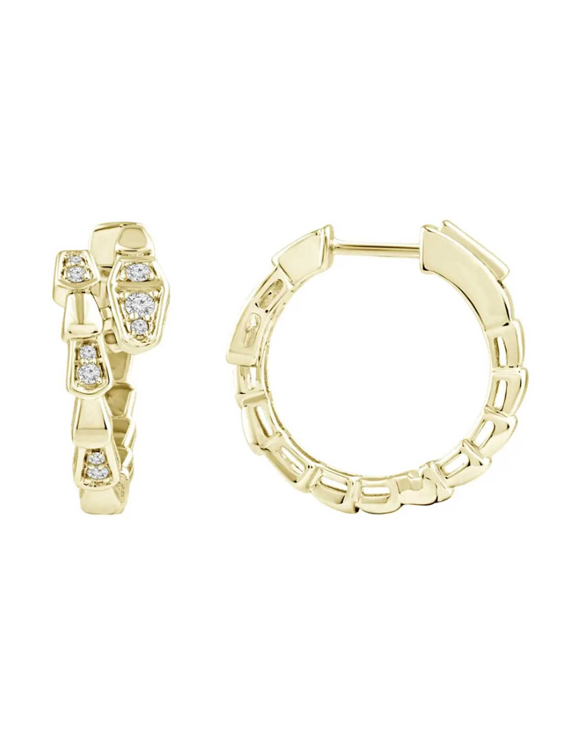 Aros Argollas Serpiemte Diamantes Viper Oro Amarillo 18K 2