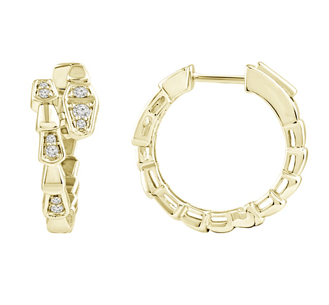 Aros Argollas Serpiemte Diamantes Viper Oro Amarillo 18K