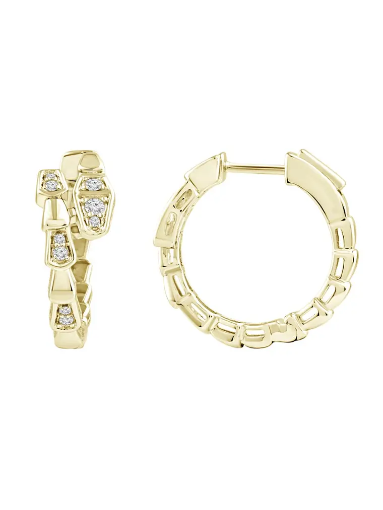 Aros Argollas Serpiemte Diamantes Viper Oro Amarillo 18K 2