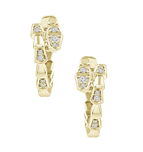 Aros Argollas Serpiemte Diamantes Viper Oro Amarillo 18K