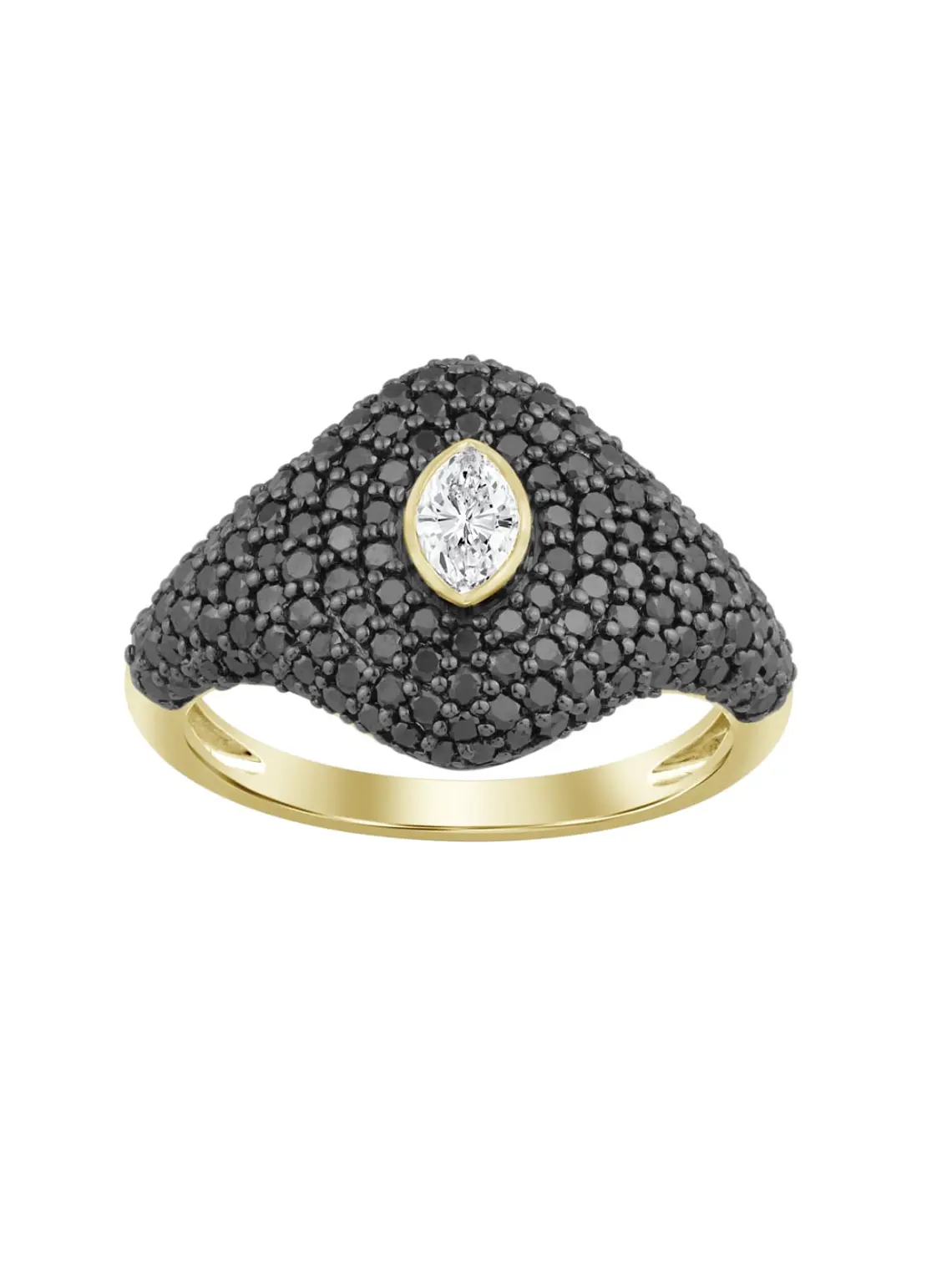 Moderno Anillo Diamantes Negros en Oro Amarillo 18K  1