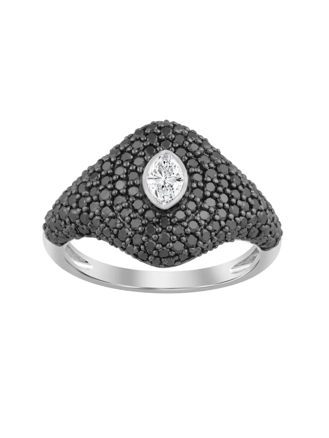 Moderno Anillo Diamantes Negros en Oro Blanco 18K 2