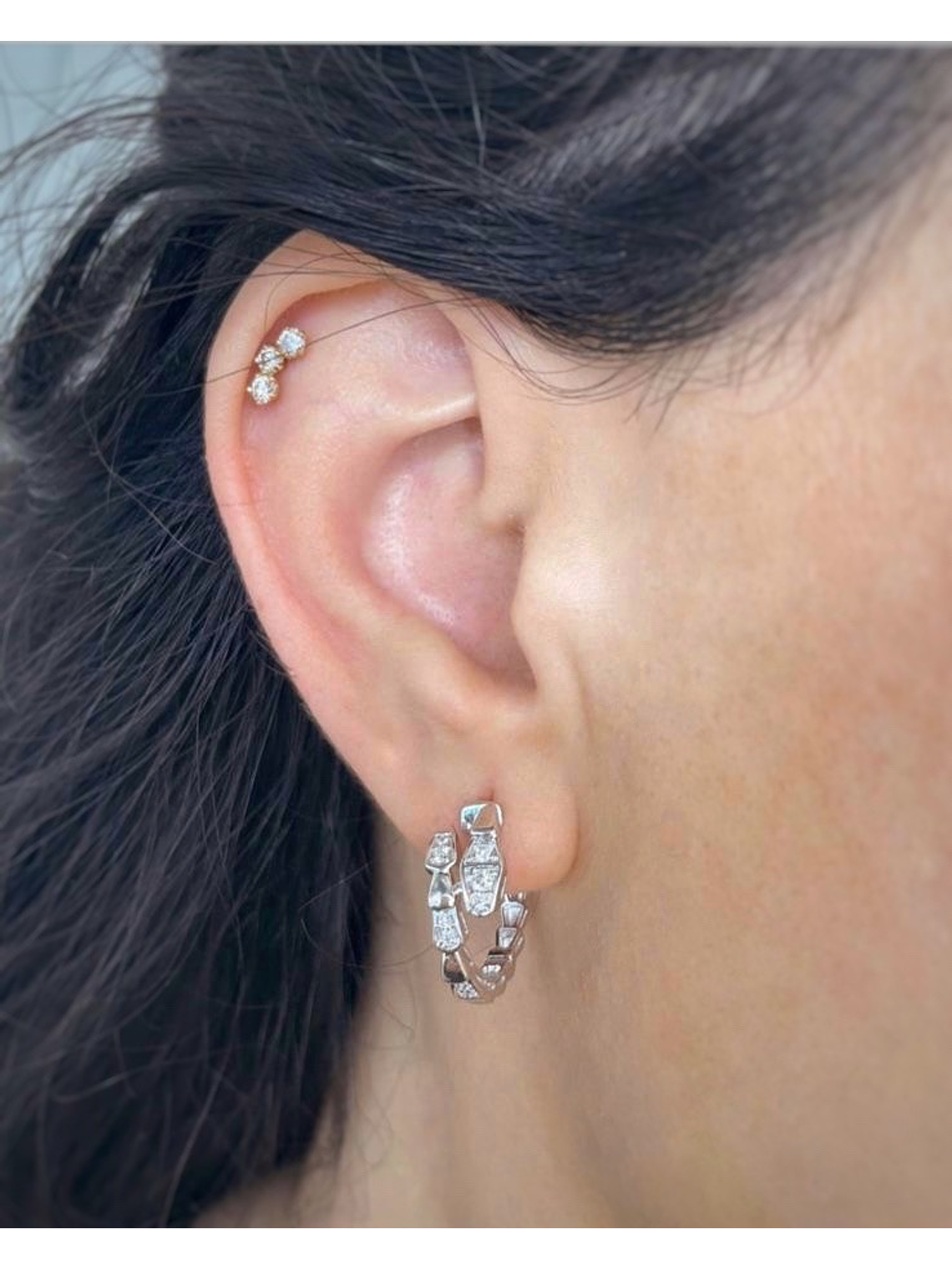 Aros Argollas Serpiemte Diamantes Viper Oro Blanco 18K 4