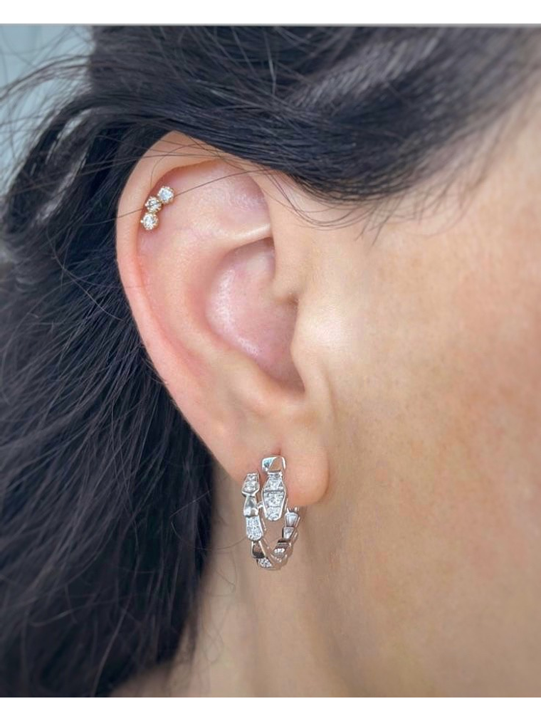 Aros Argollas Serpiemte Diamantes Viper Oro Blanco 18K 4