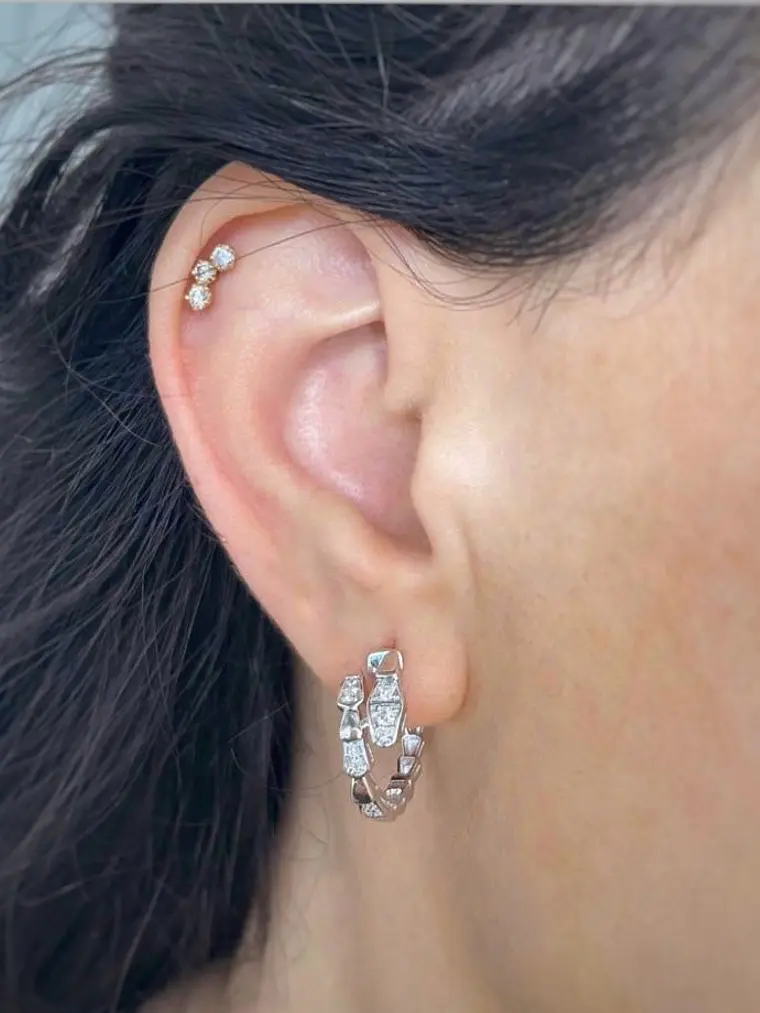 Aros Argollas Serpiemte Diamantes Viper Oro Blanco 18K 4