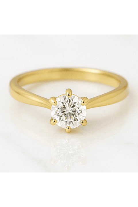 Anillo Solitario Diamante 30 puntos en Oro Amarillo 18K Certificado GIA