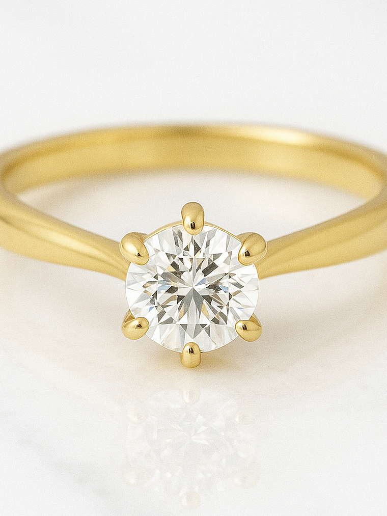 Anillo Solitario Diamante 30 puntos en Oro Amarillo 18K Certificado GIA 1