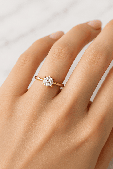 Anillo Solitario Diamante 30 puntos en Oro Amarillo 18K Certificado GIA