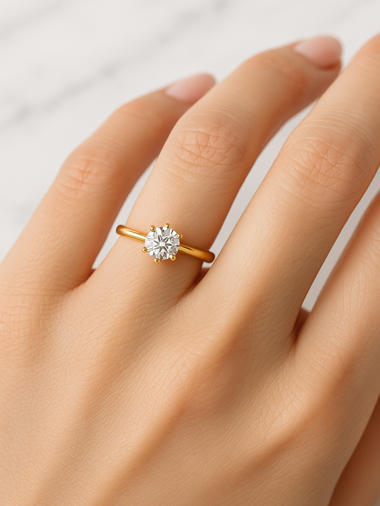 Anillo Solitario Diamante 30 puntos en Oro Amarillo 18K Certificado GIA 2