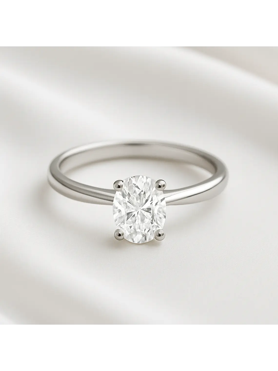 Anillo Solitario Diamante Ovalado Certificado GIA Platino  1