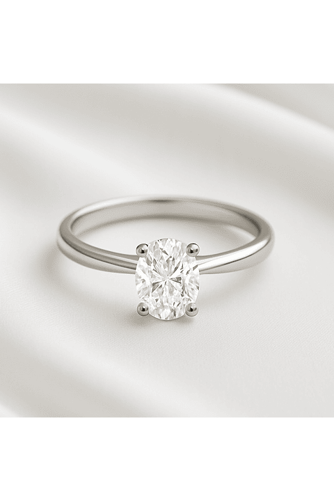 Anillo Solitario Diamante Ovalado Certificado GIA Platino 