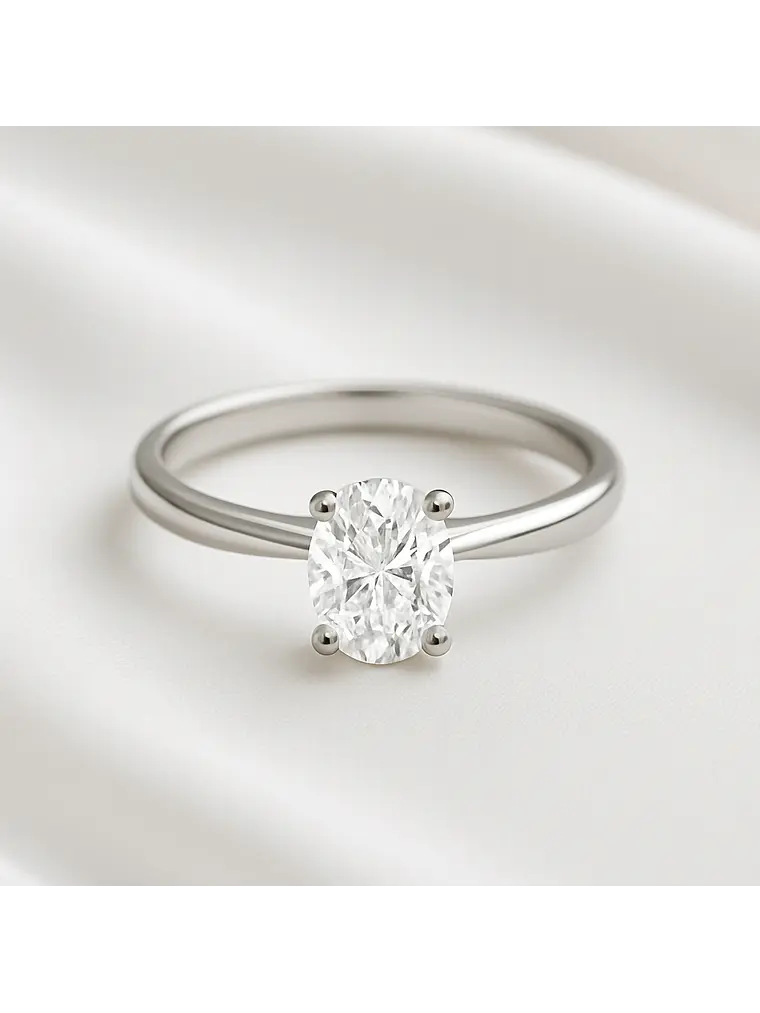 Anillo Solitario Diamante Ovalado Certificado GIA Platino  1